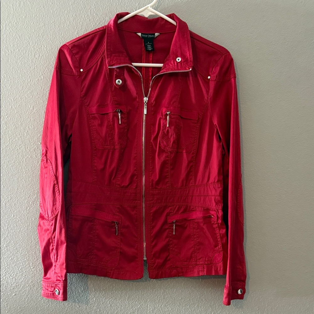 White House Black Market Size 8 Vibrant Red Lightweight Jacket